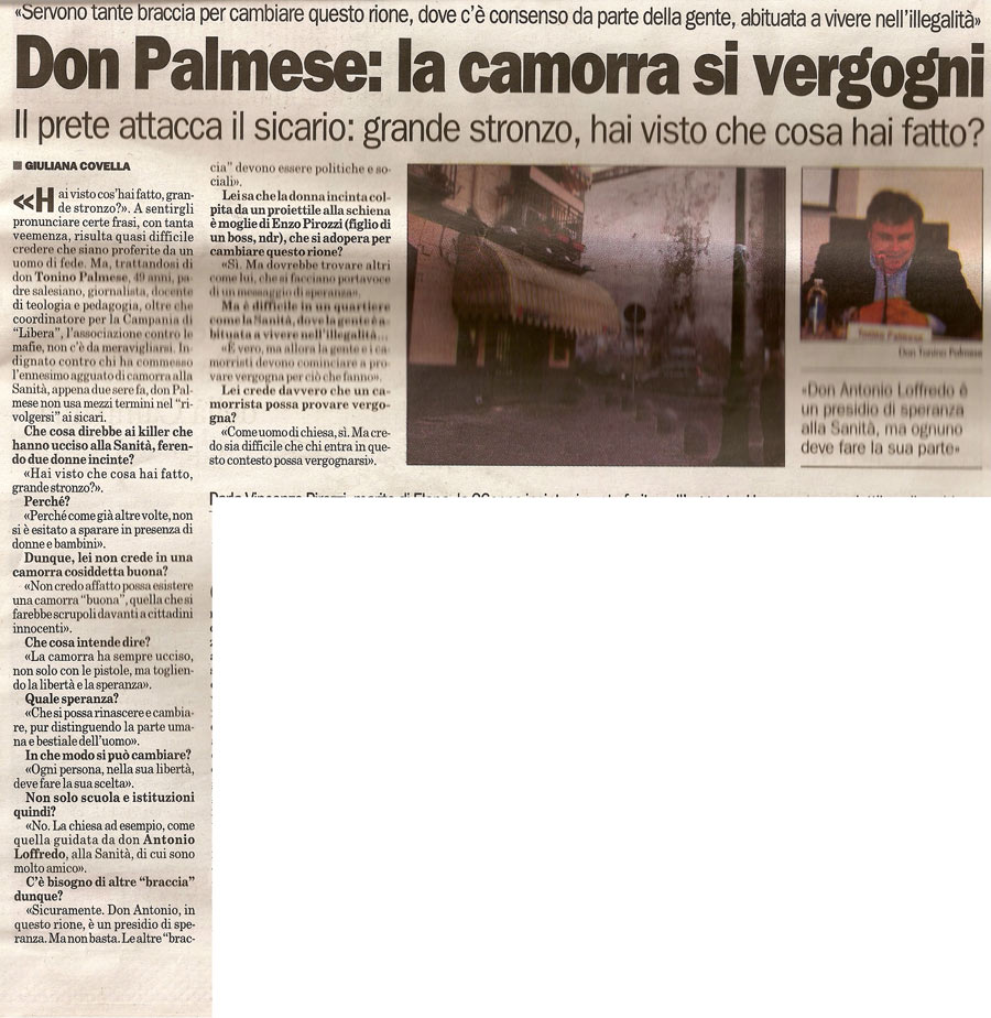 Don Palmese: la camorra si vergogni