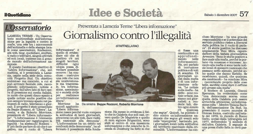 Giornalismo contro l’illegalità