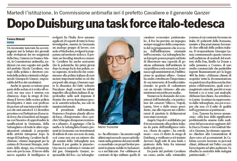 Dopo Duisburg una tak-force Italo-tedesca