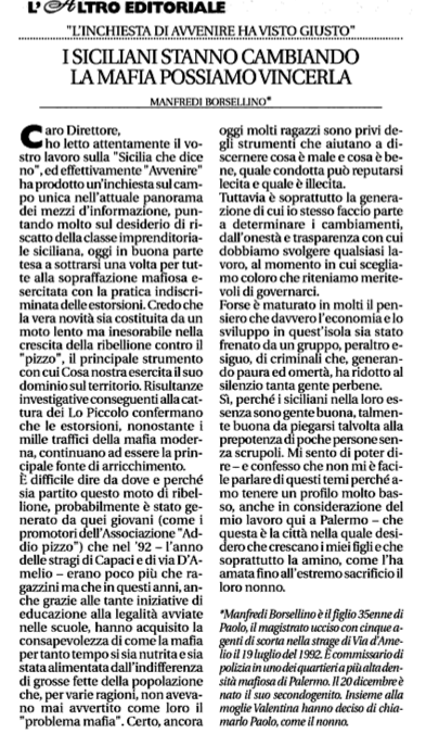 I siciliani stanno cambiando la mafia possiamo vincerla