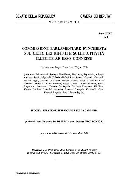 Commissione sui rifiuti, la seconda relazione sulla Campania