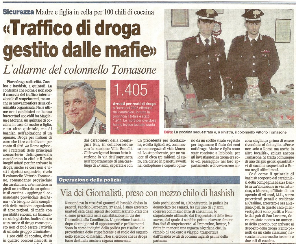 Traffico di droga gestito dalle mafie