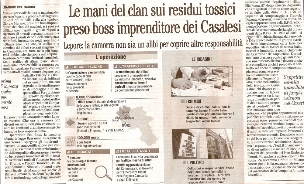 Le mani dei clan sui residui tossici