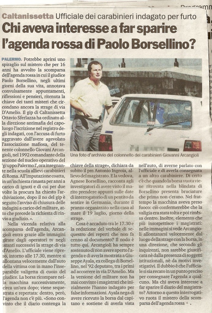 Chi aveva interessa a far sparire l’agenda rossa di Paolo Borsellino