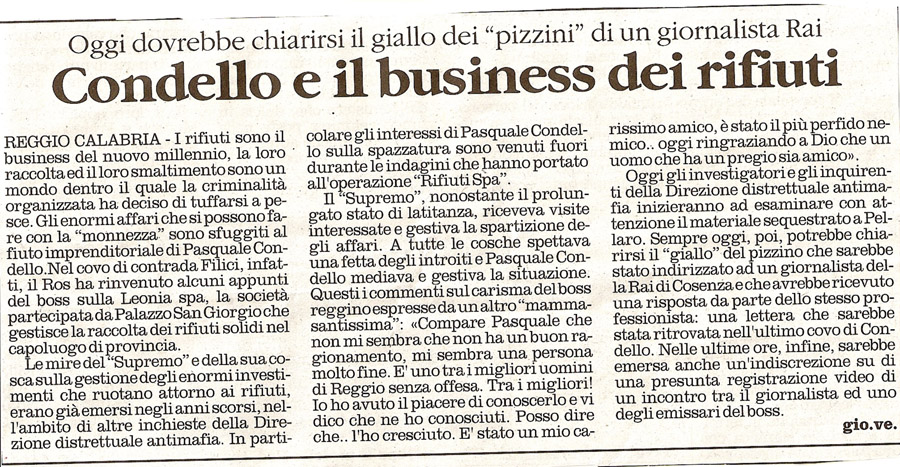 Condello e il business dei rifiuti
