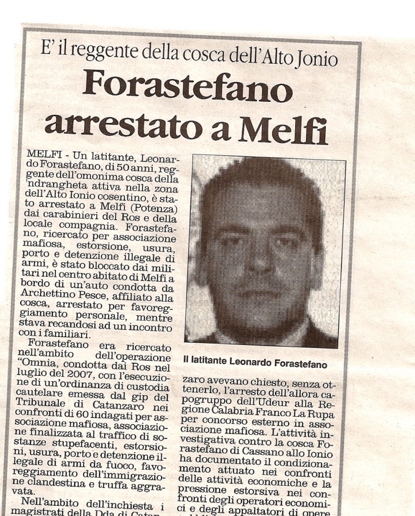 Forastefano arrestato a Melfi