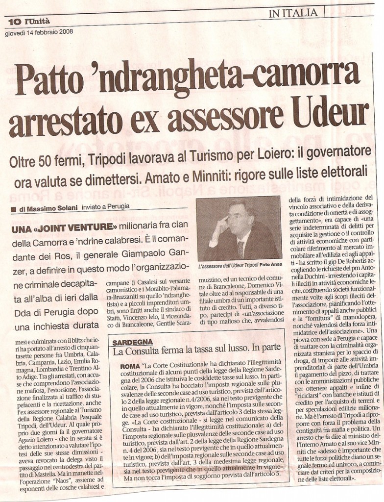 Patto ‘ndrangheta-camorra arrestato ex assessore Udeur