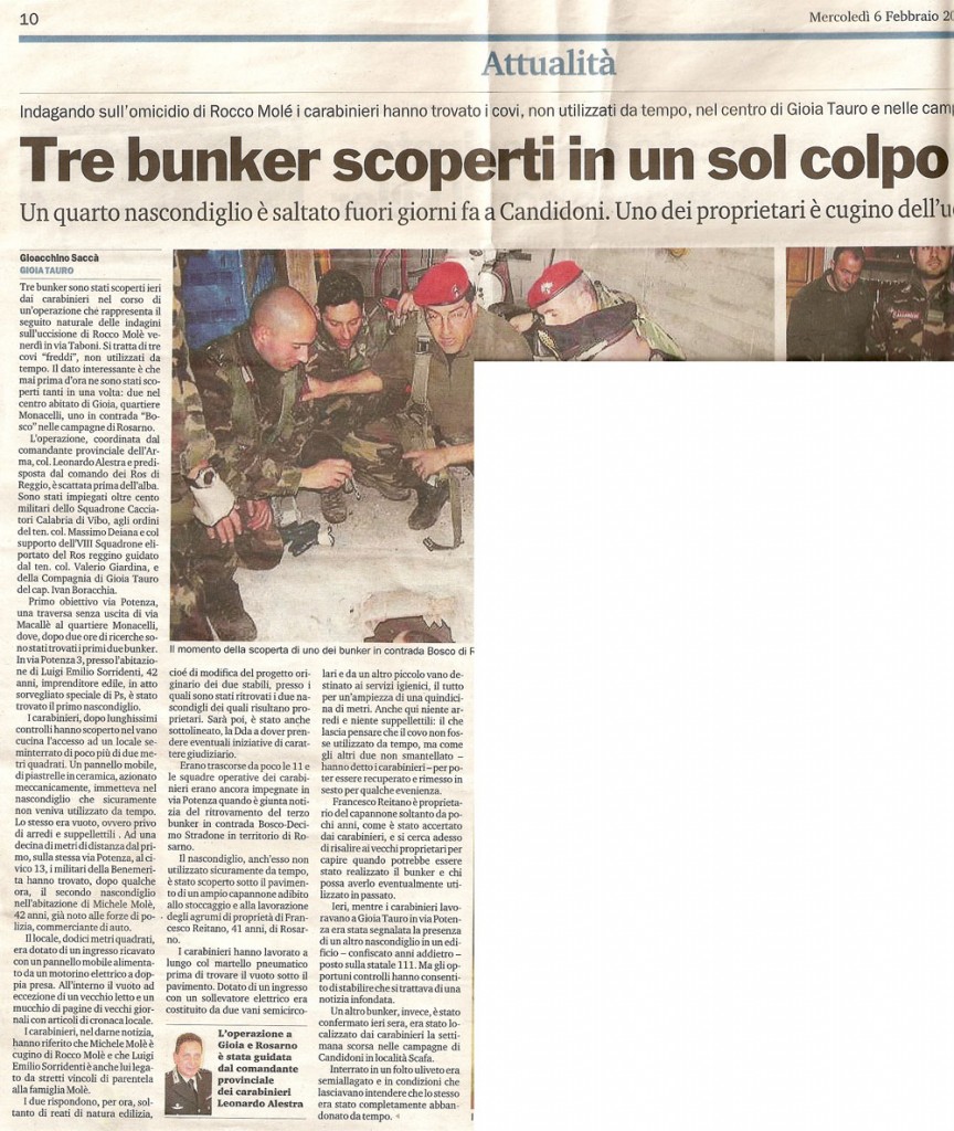 Tre bunker scoperti in un sol colpo
