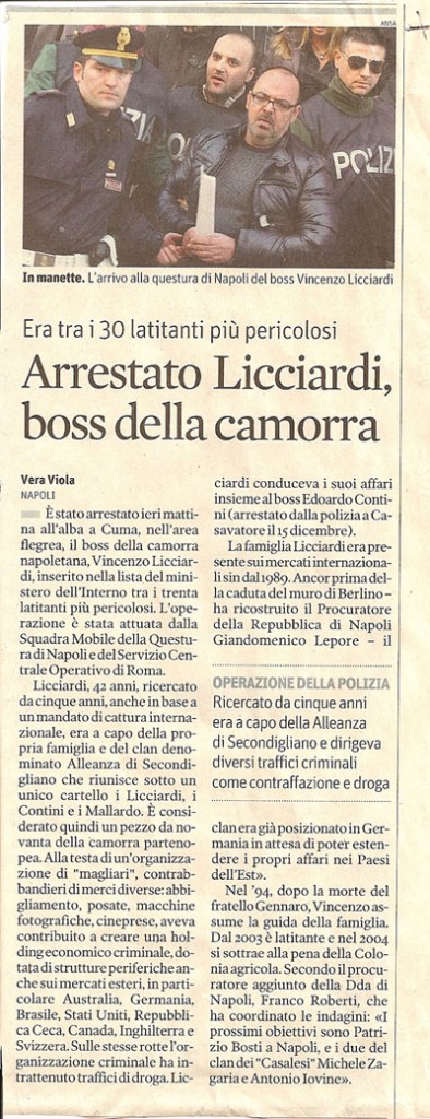 Arresstato Licciardi, boss della camorra