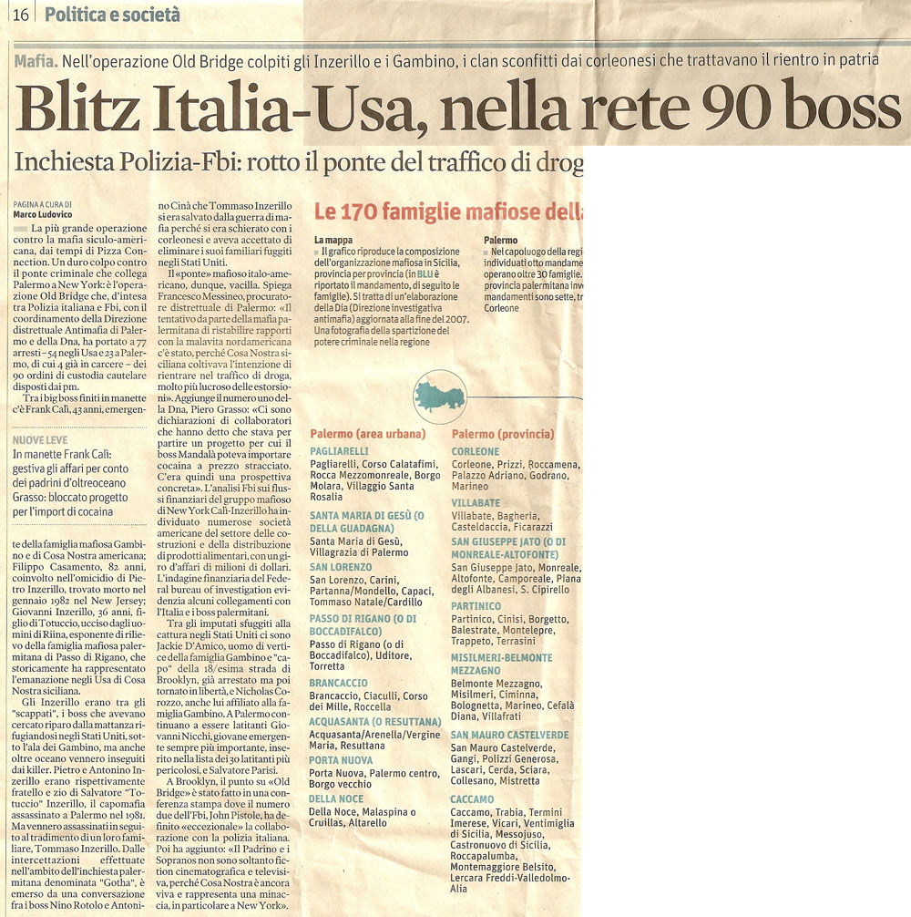 Blitz Italia-Usa, nella rete 90 boss