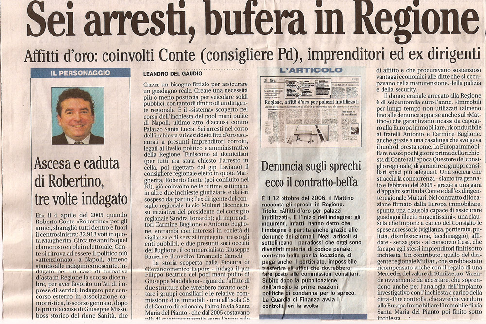 Sei arresti, bufera in Regione