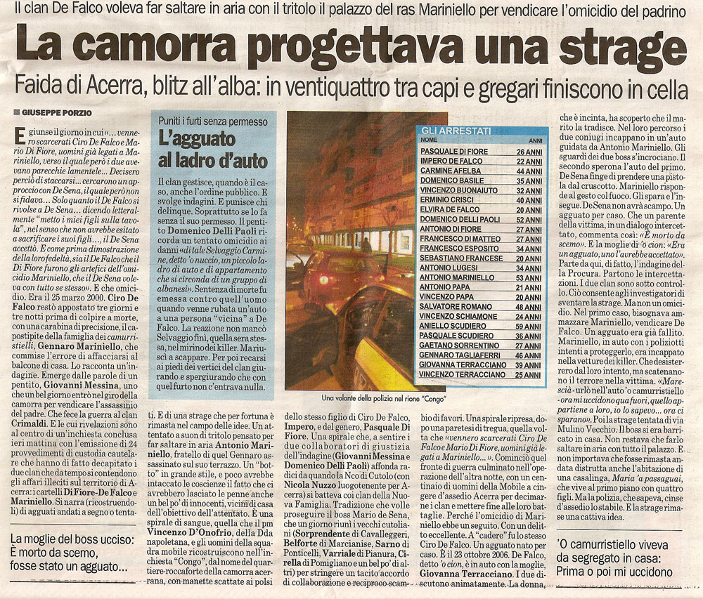 La camorra progettava una strage