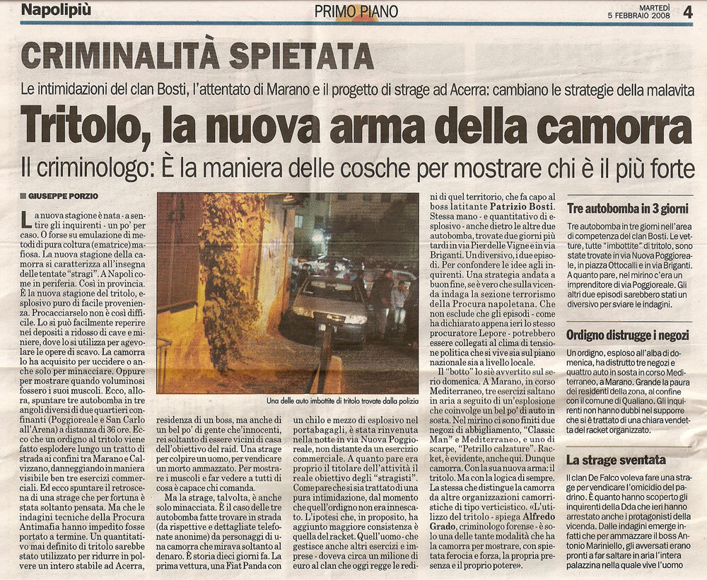 Tritolo, la nuova arma della camorra