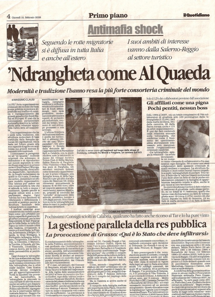 ‘Ndrangheta come Al Quaeda