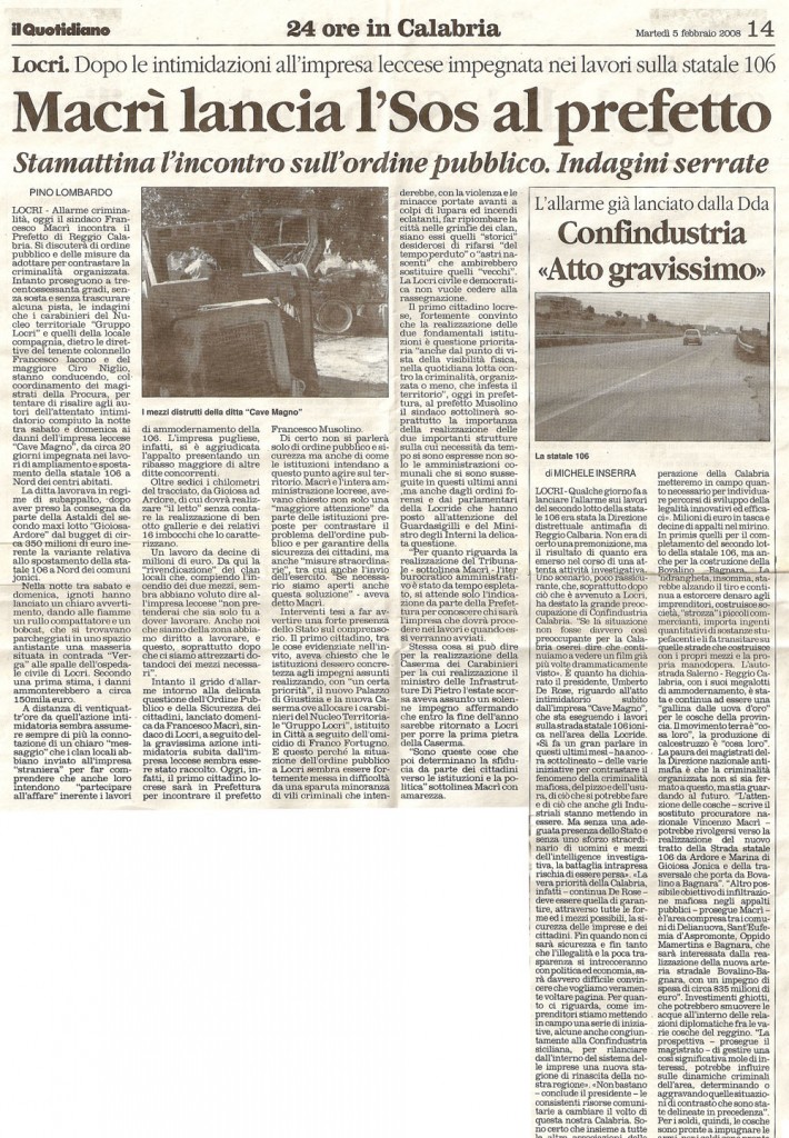 Macrì lancia l’Sos al prefetto