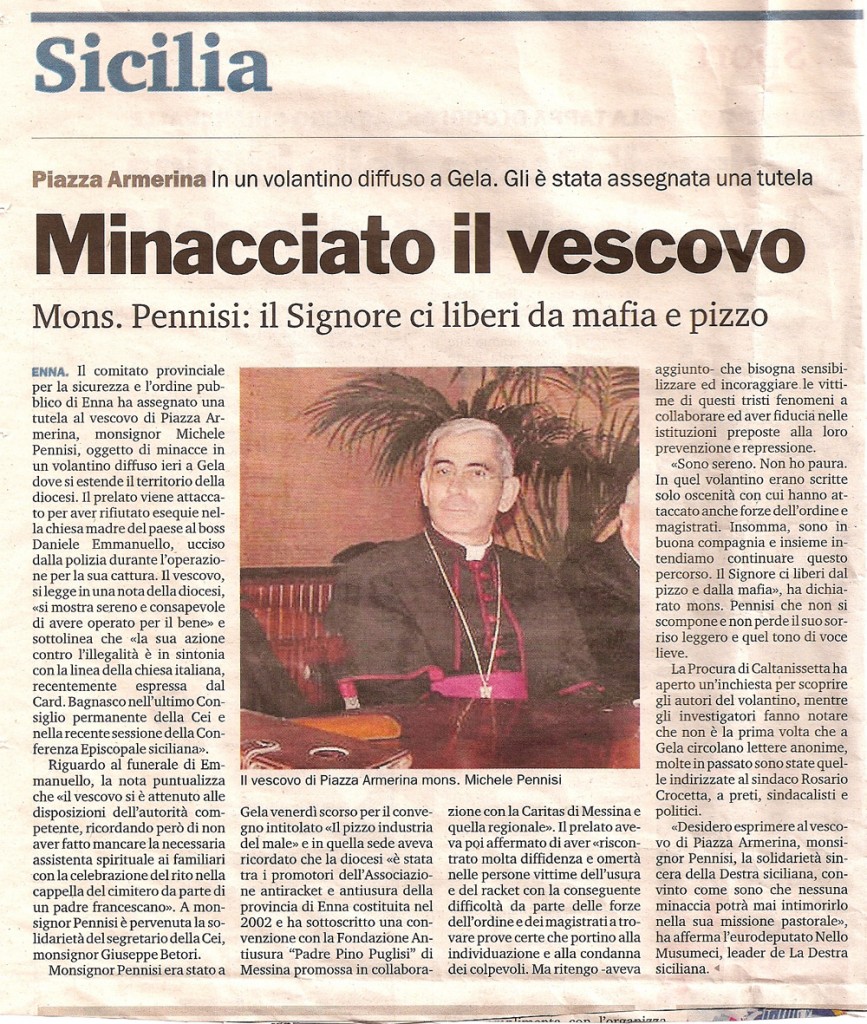 Minacciato il vescovo