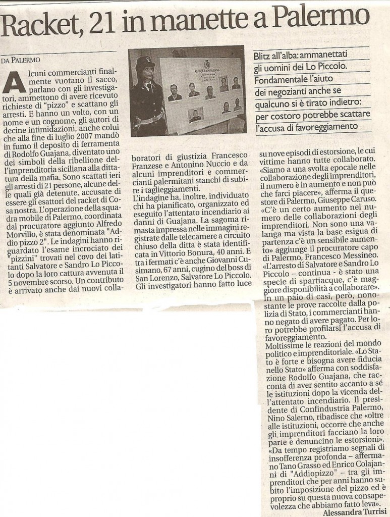 Racket, 21 in manette a Palermo