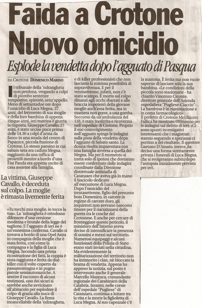 Faida a Crotone, nuovo omicidio