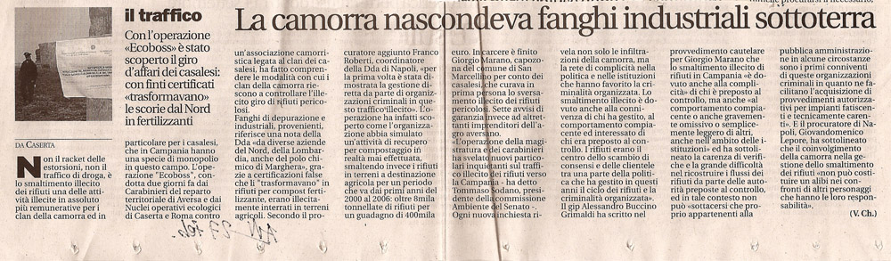 La camorra nascondeva fanghi industriali sottoterra