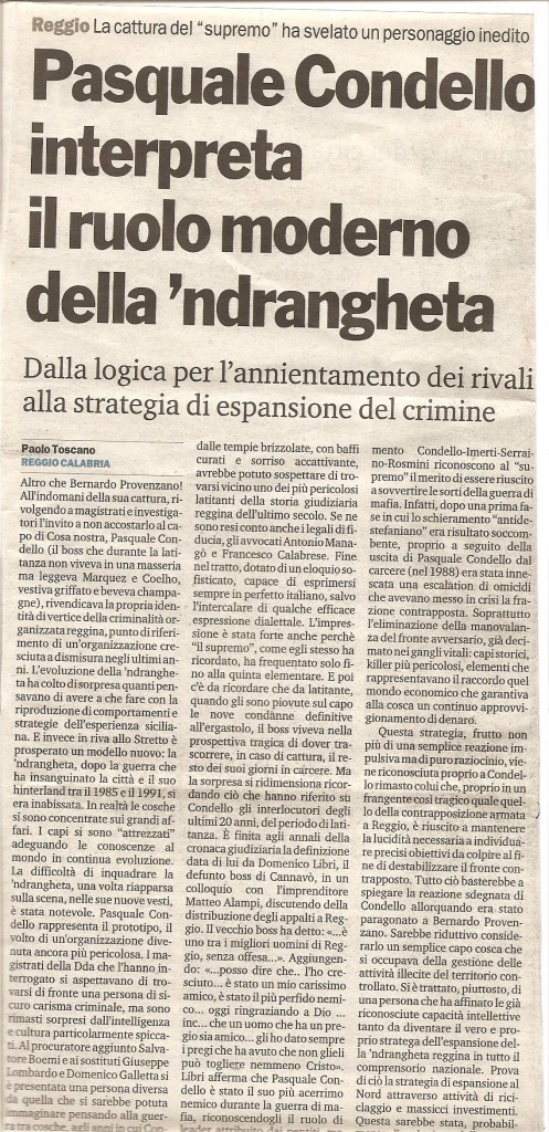 Pasquale Condello interpreta il ruolo moderno della ‘ndrangheta