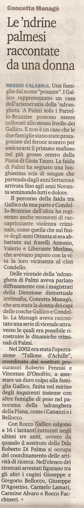 Le ‘ndrine palmesi raccontate da una donna