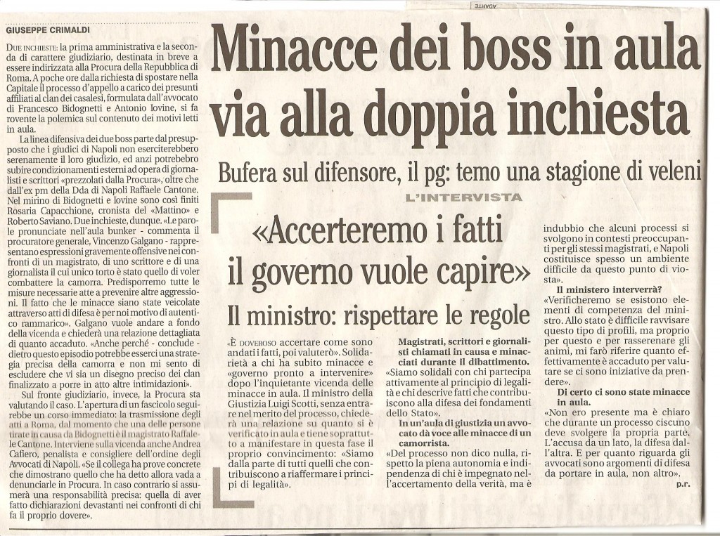 Minacce dei boss in aula via alla doppia inchiesta