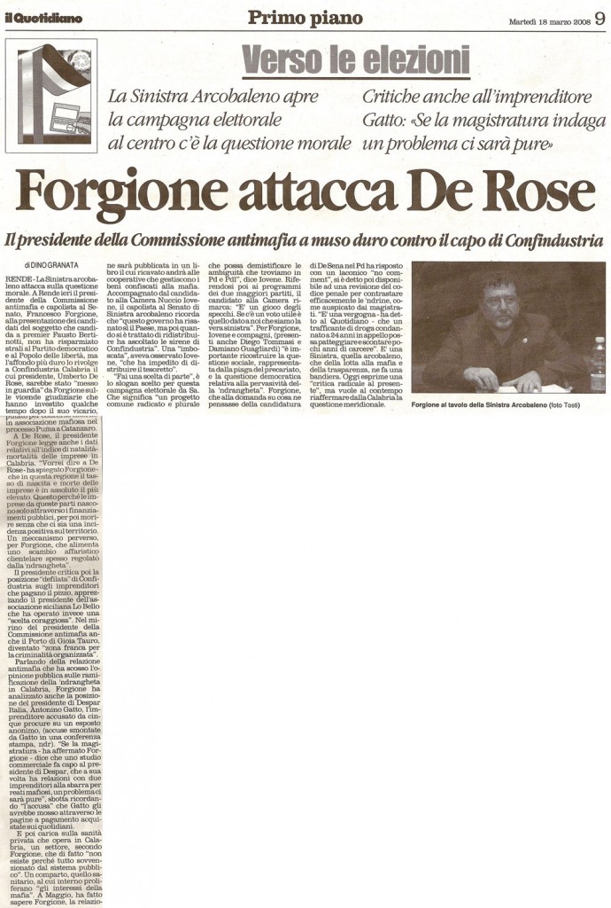 Forgione attacca De Rose