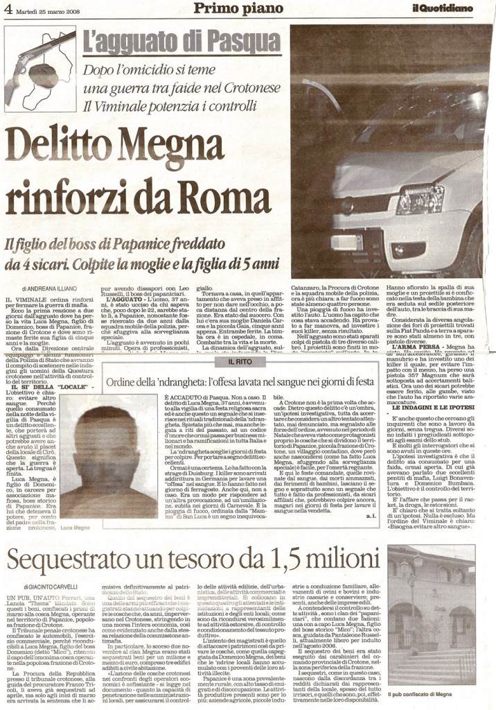 Delitto Megna, rinforzi da Roma