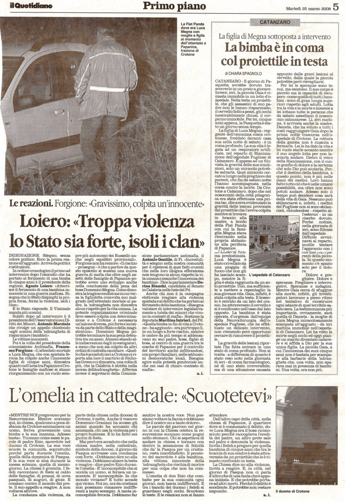 Loiero:«Troppa violenza lo Stato sia forte, isoli i clan»