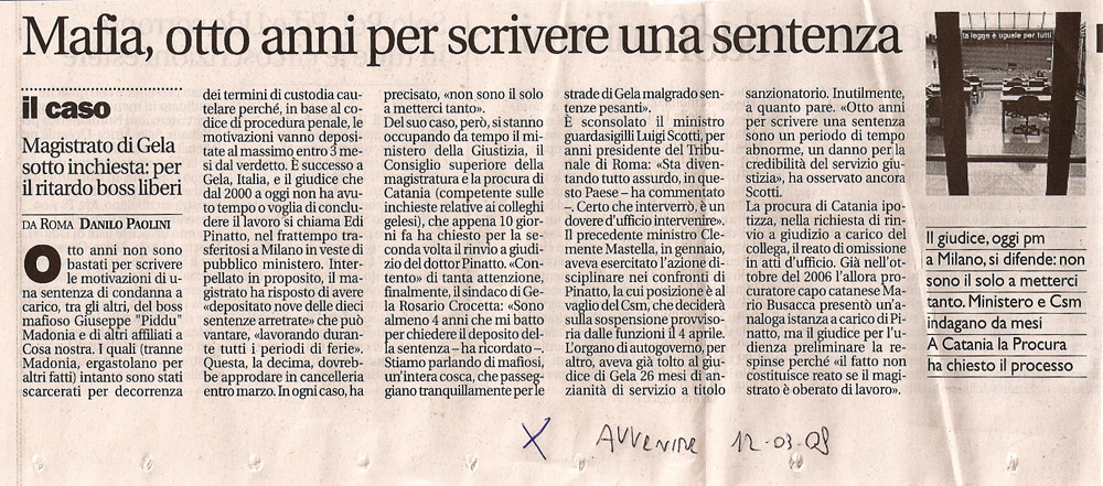 Mafia, otto anni per scrivere una sentenza