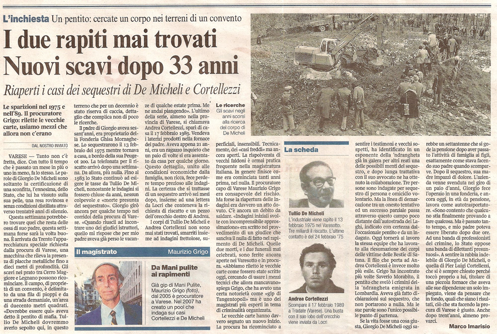 I due rapiti mai trovati, nuovi scavi dopo 33 anni