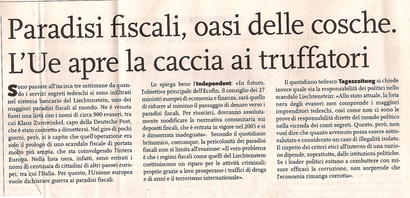 Paradisi fiscali oasi delle cosche