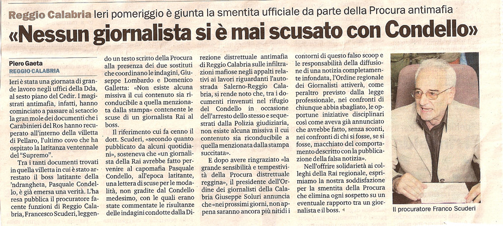 Nessun giornalista si è mai scusato con Condello