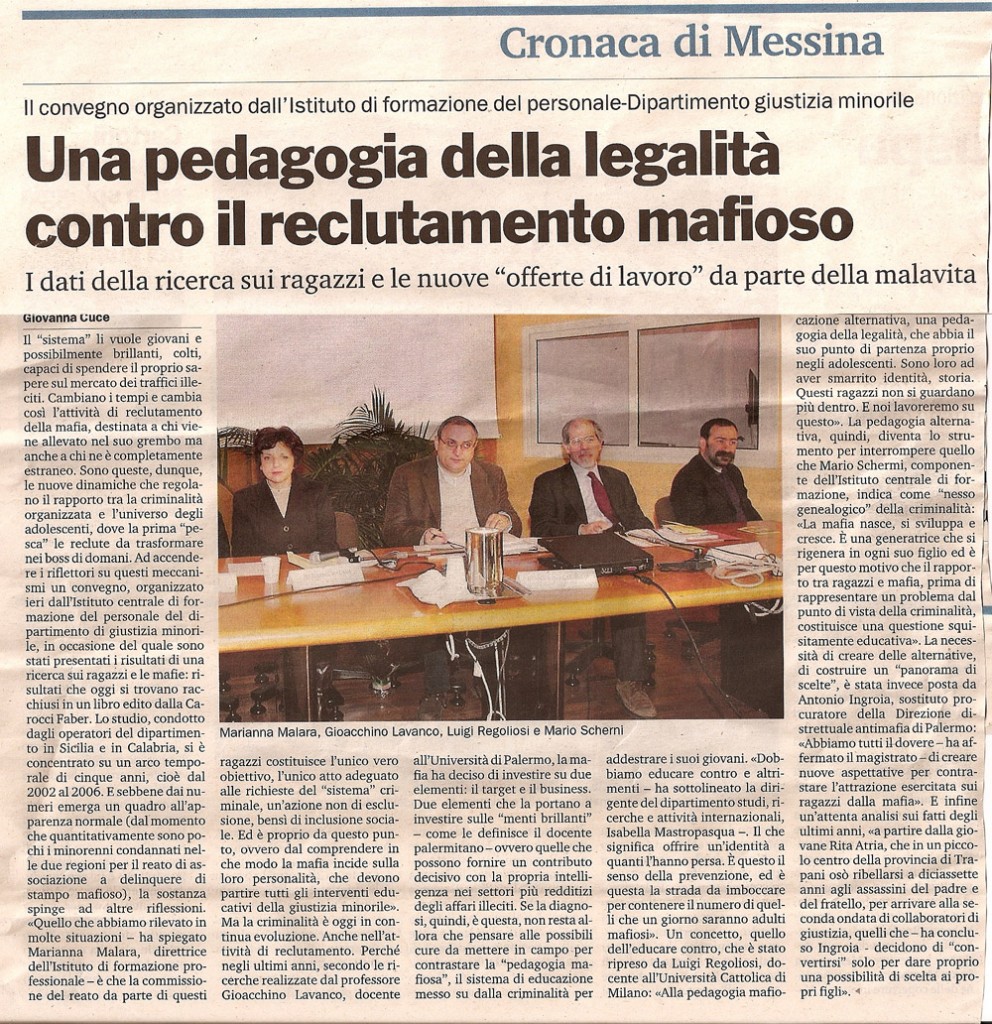 Una pedagogia della legalità contro il reclutamento mafioso