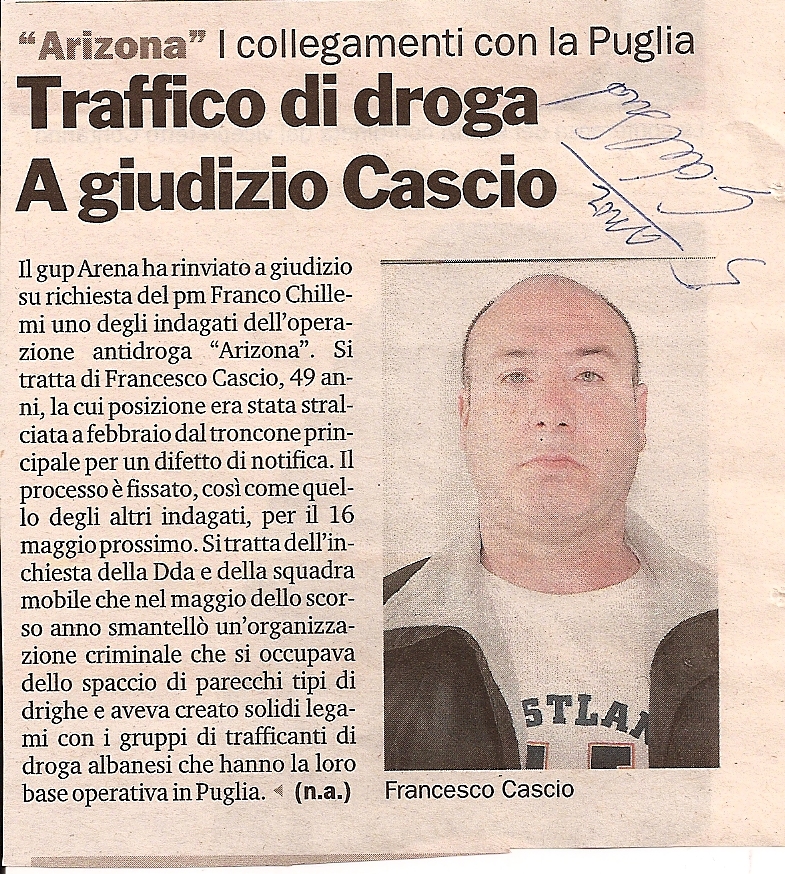 Traffico di droga, a giudizio Di Cascio