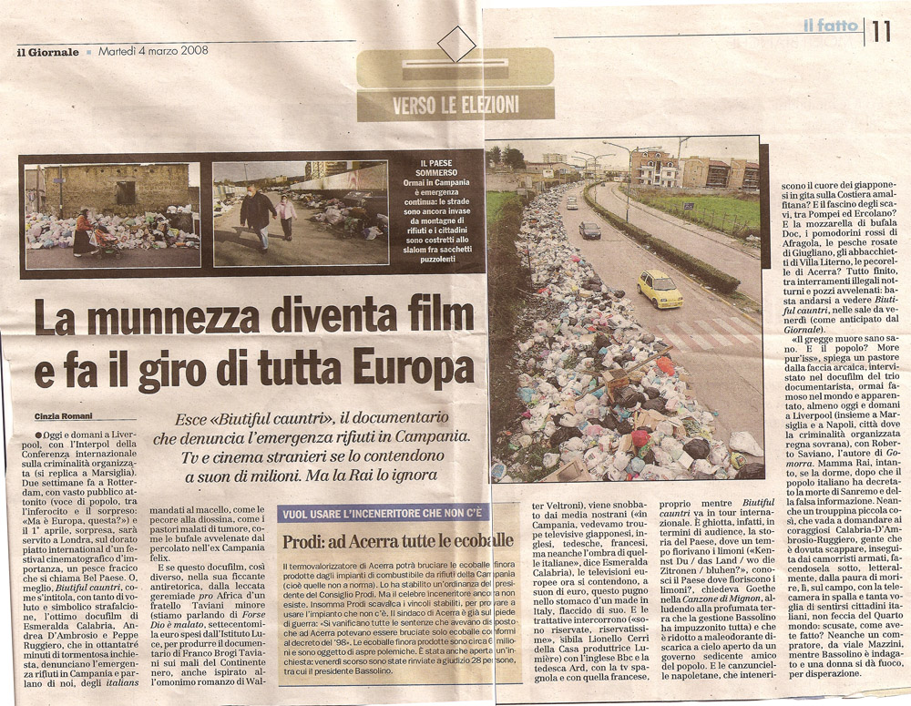 La munnezza diventa film e fa il giro di tutta Europa
