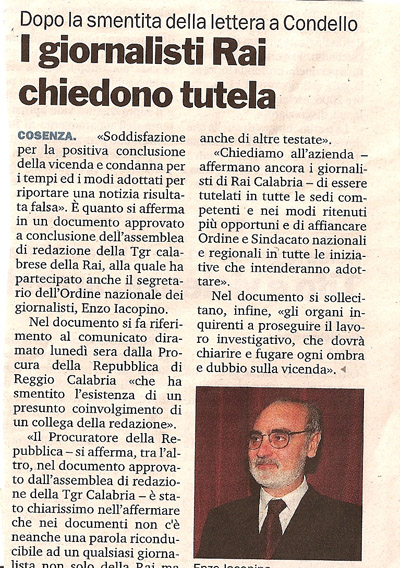 I Giornalisti Rai chiedono tutela