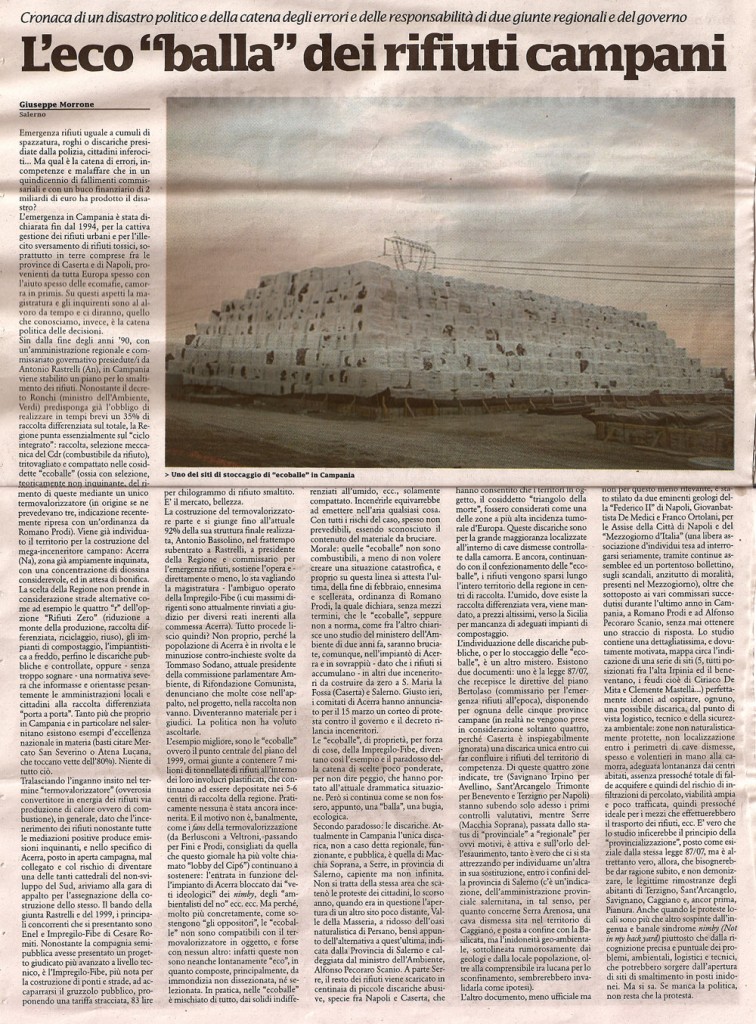 L’eco “balla” dei rifiuti campani