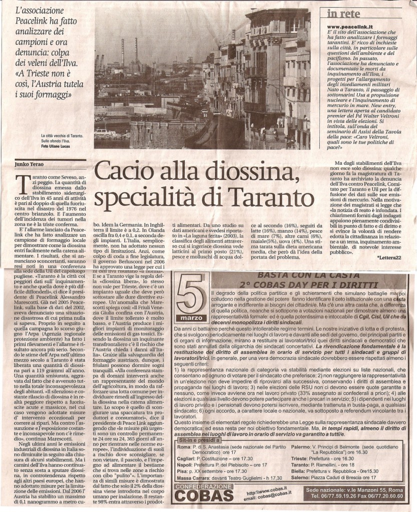 Cacio alla diossina, specialità di Taranto