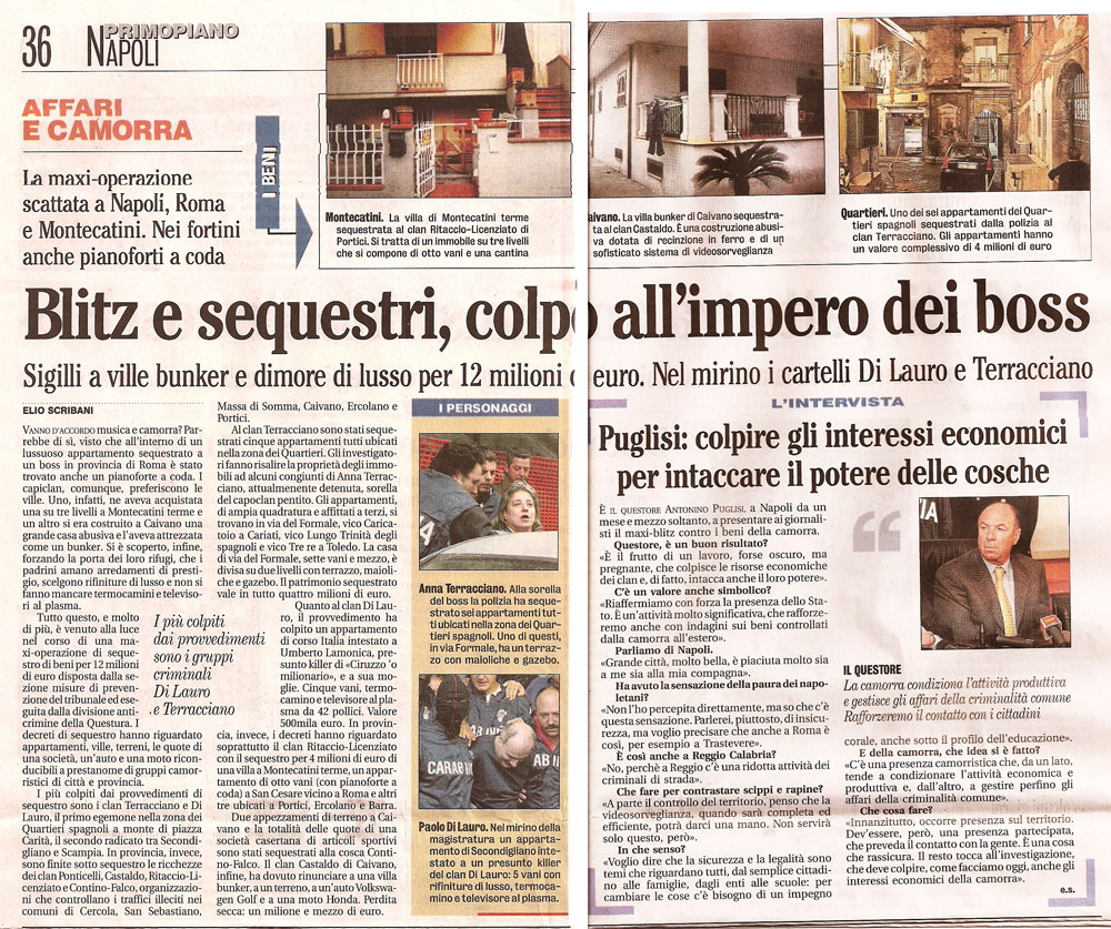 Blitz e sequestri, colpo all’impero dei Boss