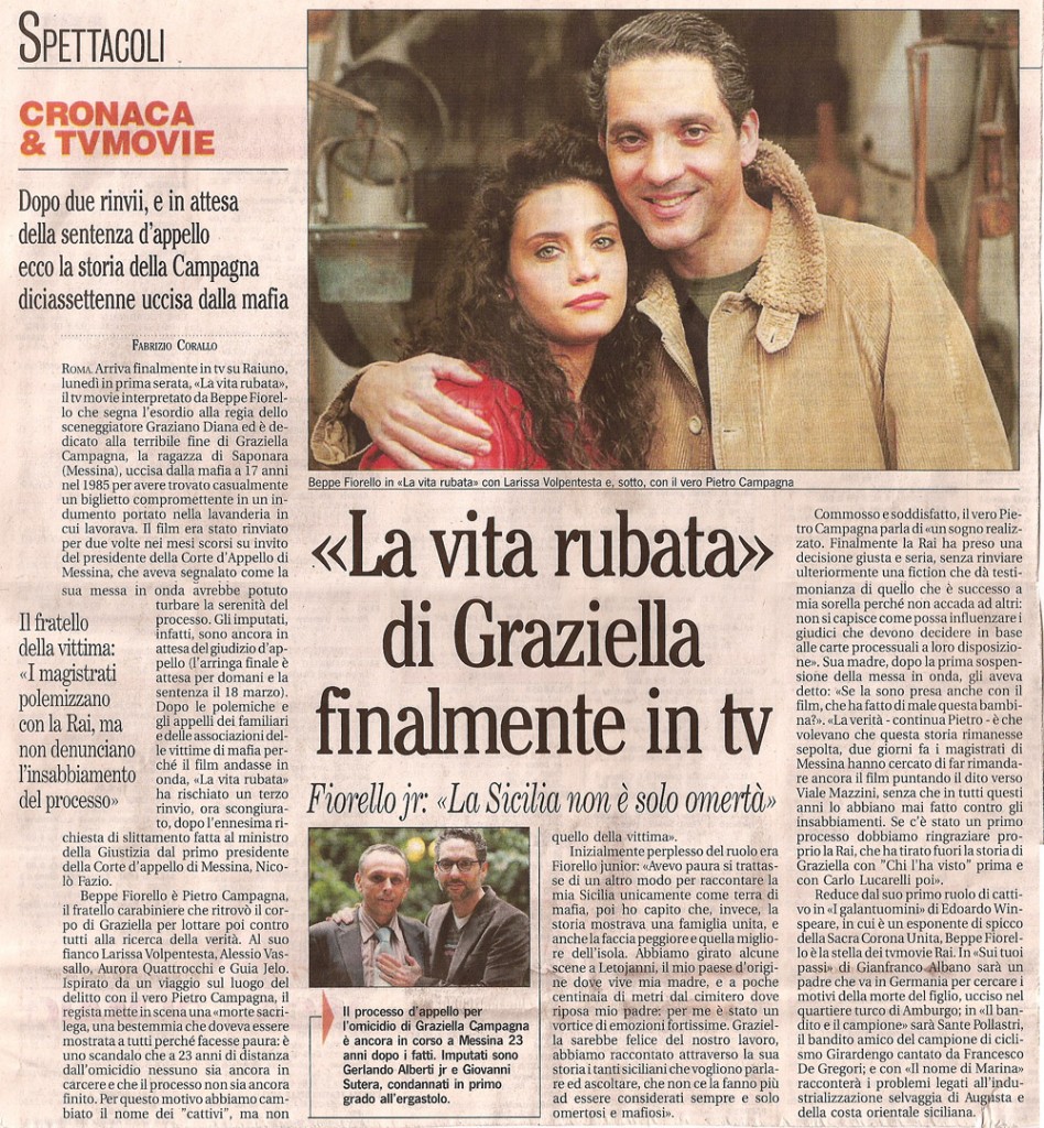 «La vita rubata di Graziella» finalmente in tv