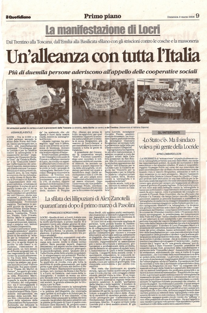 Un’alleanza con tutta Italia