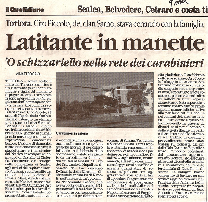Latitante in manette