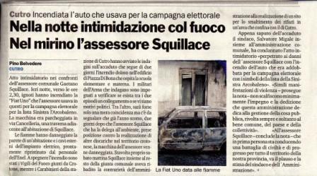 Nella notte intimidazione con il fuoco. Nel mirino l’assessore Squillace
