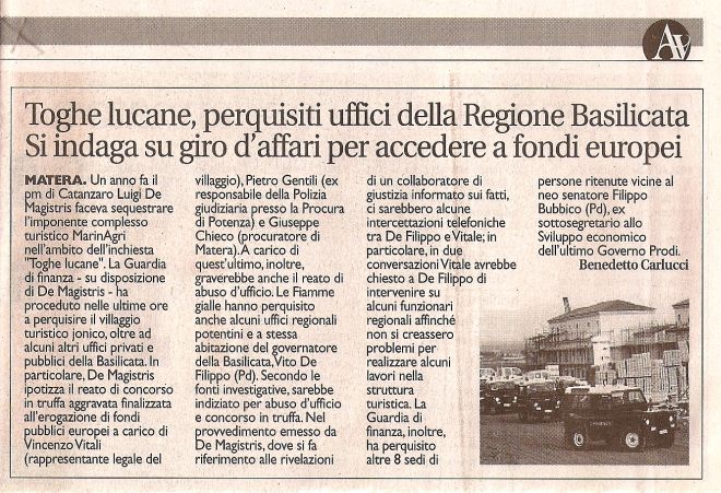 Toghe lucane, perquisiti uffici della Regione Basilicata