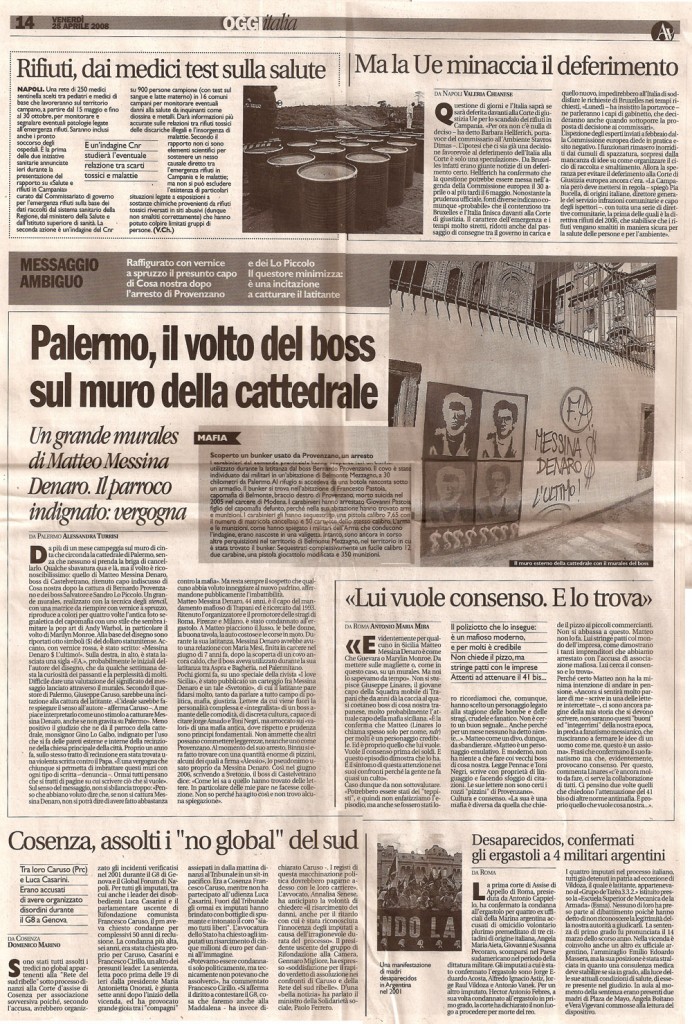 Palermo, il volto del Boss sul muro della cattedrale