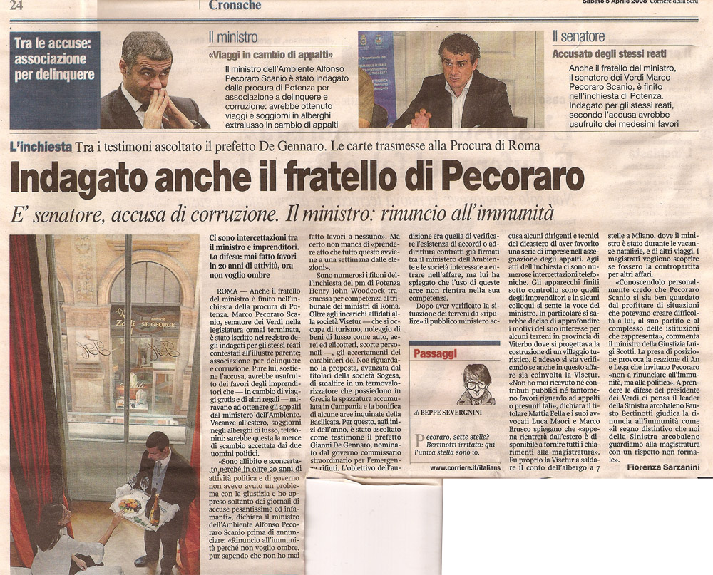 Indagato anche il fratello di Pecoraro