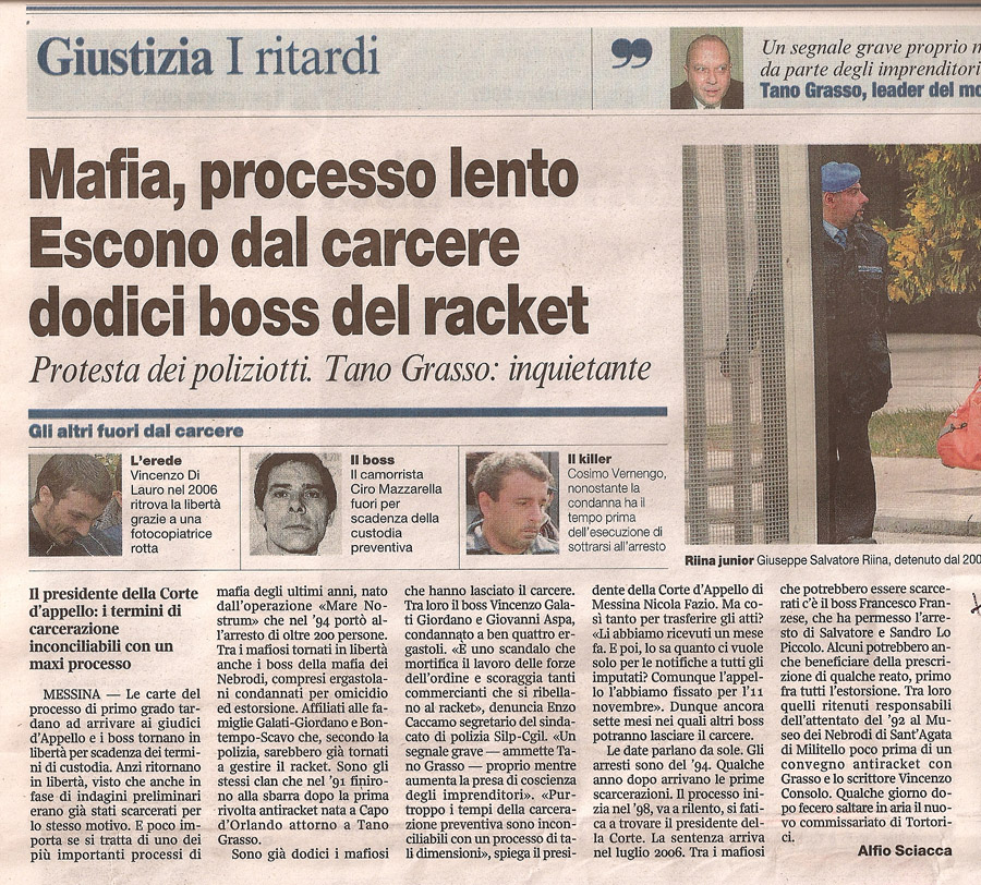 Mafia, processo lento. Escono dal carcere dodici boss del racket