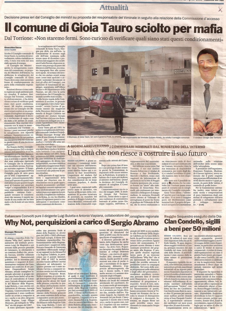 Il comune di Gioia-Tauro sciolto per mafia