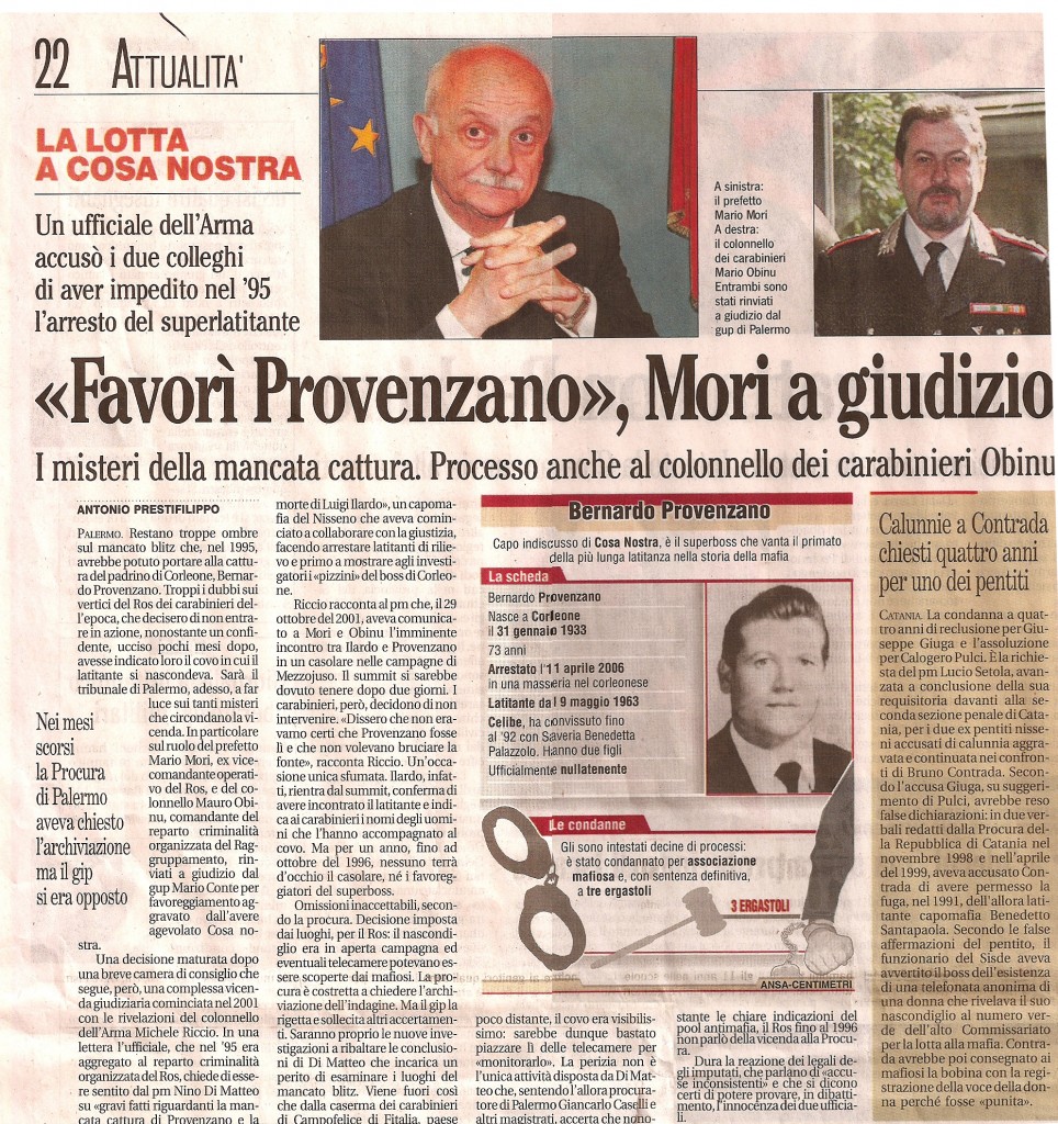 «Favorì Provenzano», Mori a giudizio